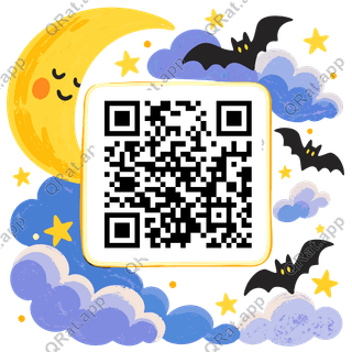 Moon and Bats Frame artwork with a customizable QR code area