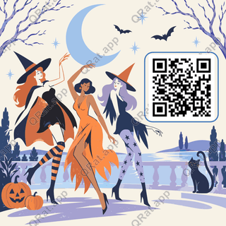 Moonlit Halloween Dance artwork with a customizable QR code area