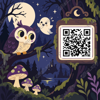 Halloween Moonlit Forest artwork with a customizable QR code area