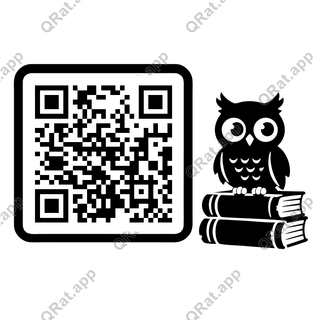 Owl Books artwork with a customizable QR code area