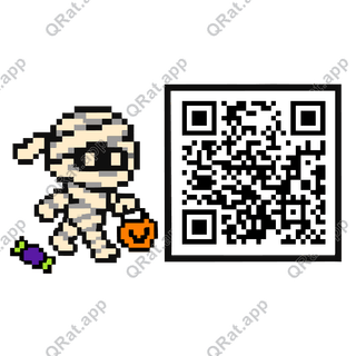 Mummy With Candy Bucket artwork with a customizable QR code area
