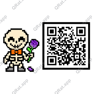 Skeleton With Rose artwork with a customizable QR code area