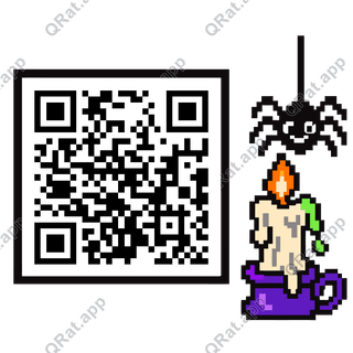Spider And Candle artwork with a customizable QR code area