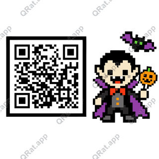 Vampire And Bat artwork with a customizable QR code area