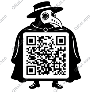 Plague Doctor artwork with a customizable QR code area