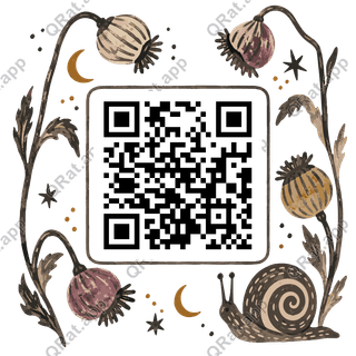 Poppy Pod & Snail Folk Frame artwork with a customizable QR code area