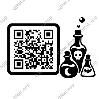 Potion Trio artwork with a customizable QR code area