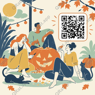 Pumpkin-Carving Party artwork with a customizable QR code area
