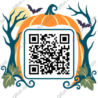 Pumpkin Gate Travel-Poster Frame artwork with a customizable QR code area