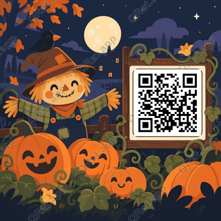 Halloween Pumpkin Patch artwork with a customizable QR code area
