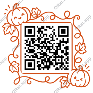 Orange Pumpkin Vine Frame artwork with a customizable QR code area