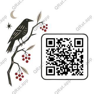 Raven & Rowan Folk-Sketch Cluster artwork with a customizable QR code area