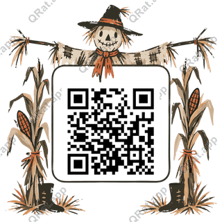 Scarecrow & Corn Folk-Sketch Frame artwork with a customizable QR code area