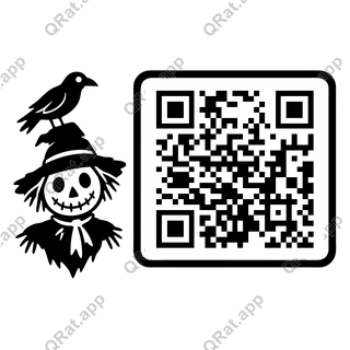 Scarecrow Crow artwork with a customizable QR code area