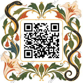 Nouveau Serpent & Datura Frame artwork with a customizable QR code area