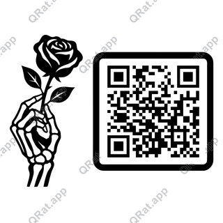 Skeleton Hand Rose artwork with a customizable QR code area