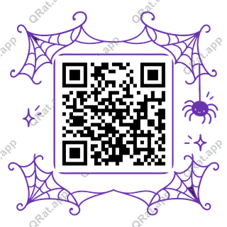 Violet Spiderweb Frame artwork with a customizable QR code area