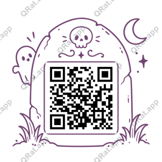 Plum Tombstone Frame artwork with a customizable QR code area
