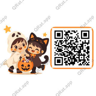 Trick-or-Treat Kids Side Cluster artwork with a customizable QR code area