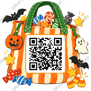Trick-or-Treat Tote Frame artwork with a customizable QR code area