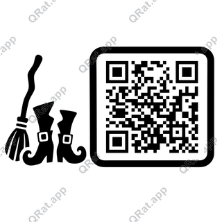 Witch Boots Broom artwork with a customizable QR code area