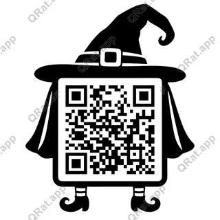 Witch Hat artwork with a customizable QR code area