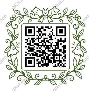 Green Halloween Wreath Frame artwork with a customizable QR code area