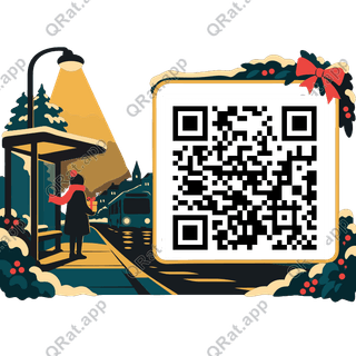 Winter Bus Stop artwork with a customizable QR code area