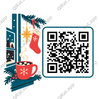 Cocoa by the Window artwork with a customizable QR code area