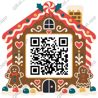 Gingerbread House artwork with a customizable QR code area