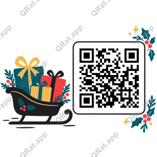 Sled of Gifts artwork with a customizable QR code area
