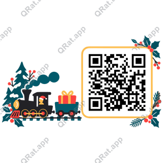 Toy Train artwork with a customizable QR code area