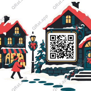Village Square artwork with a customizable QR code area