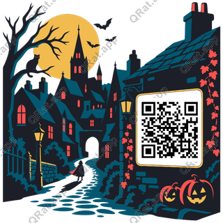 Moonlit Town artwork with a customizable QR code area