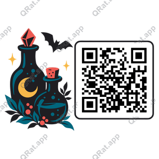 Potion Bottles artwork with a customizable QR code area