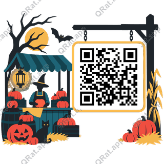 Pumpkin Market artwork with a customizable QR code area