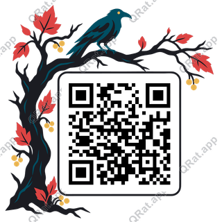 Raven Branch artwork with a customizable QR code area