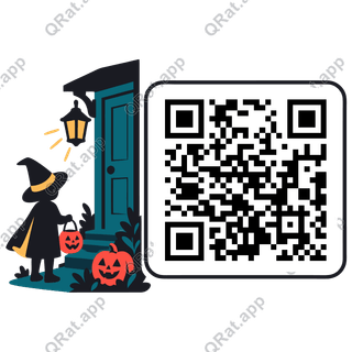 Trick or Treat artwork with a customizable QR code area