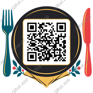 Plate and Cutlery artwork with a customizable QR code area