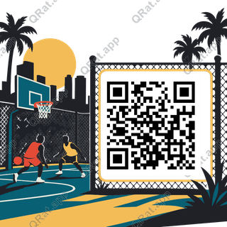 Outdoor Court artwork with a customizable QR code area