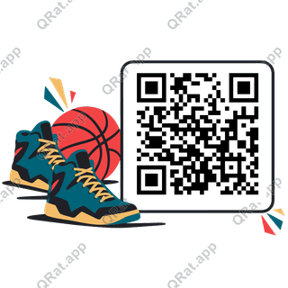 Sneakers and Ball artwork with a customizable QR code area