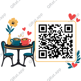 Two Café Cups artwork with a customizable QR code area