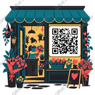Flower Shop artwork with a customizable QR code area