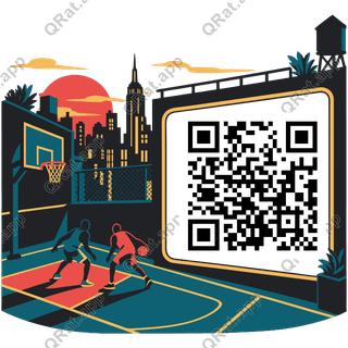 Rooftop Court artwork with a customizable QR code area
