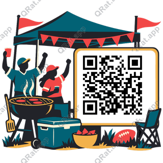 Tailgate Grill artwork with a customizable QR code area