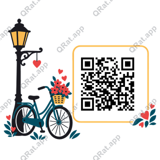 Flower Bicycle artwork with a customizable QR code area