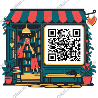Bookshop Meeting artwork with a customizable QR code area
