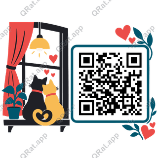 Window Cats artwork with a customizable QR code area
