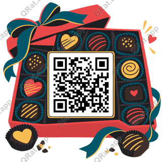 Chocolate Box artwork with a customizable QR code area