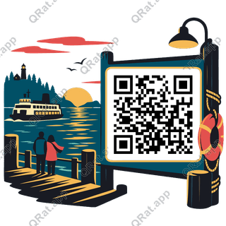 Evening Ferry artwork with a customizable QR code area